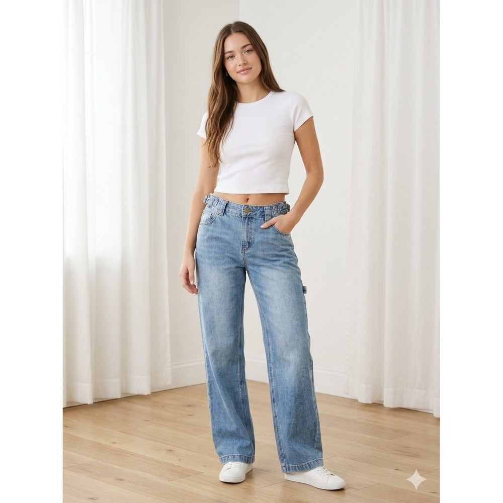 Disclosure Light Wash Wide Leg Carpenter Jeans Skater Y2K Streetwear Size 7/28